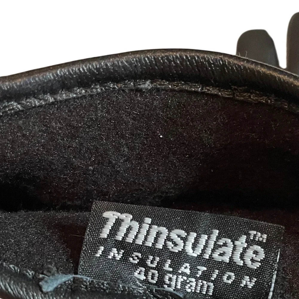 Jacob Ash Schuessler Womens Black Leather Gloves Thinsulate Bow Accent Size M